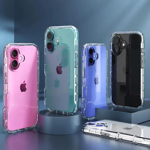 Alt view image 3 of 7 - for iPhone 16 Case with Screen Protector, Hybrid 2 in 1 Shockproof Soft Slim Fit Transparent Clear Case with TPU Bumper, Protective Silicone Cover,Clear