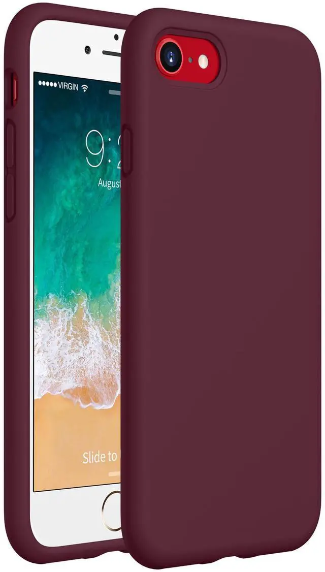 Main image of Heavy-Duty Silicone Case for iPhone SE 2022 (3rd Gen)/iPhone SE 2020 (2nd Gen)/iPhone 8/7 - Military Drop Protection, Elevated Screen & Camera Protection, Scratch-Free Interior, Wine