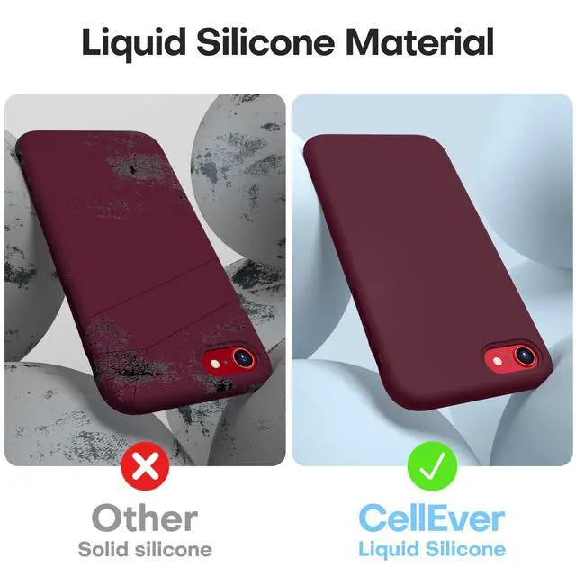 Alt view image 5 of 7 - Heavy-Duty Silicone Case for iPhone SE 2022 (3rd Gen)/iPhone SE 2020 (2nd Gen)/iPhone 8/7 - Military Drop Protection, Elevated Screen & Camera Protection, Scratch-Free Interior, Wine