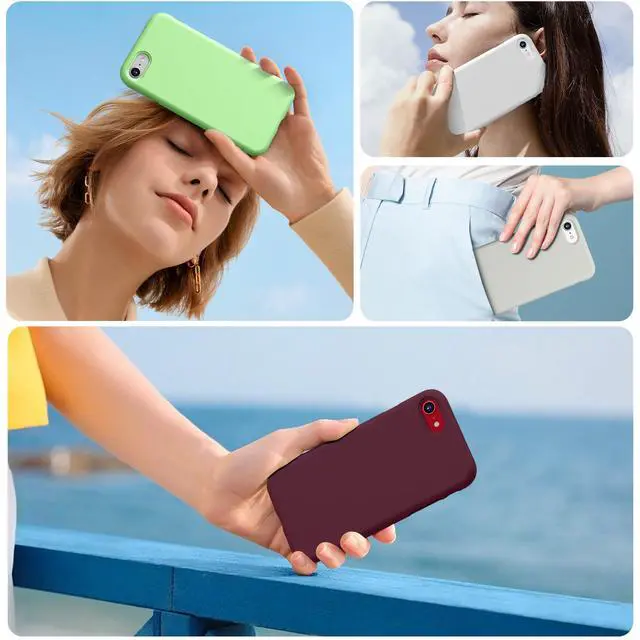 Alt view image 3 of 7 - Heavy-Duty Silicone Case for iPhone SE 2022 (3rd Gen)/iPhone SE 2020 (2nd Gen)/iPhone 8/7 - Military Drop Protection, Elevated Screen & Camera Protection, Scratch-Free Interior, Wine