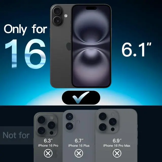 Alt view image 2 of 7 - 5 in 1 Matte Case for iPhone 16 6.1-Inch with 2-Pack Each Tempered Glass Screen Protector and Camera Lens Protector, Translucent Back Shockproof Phone Cover (Black)