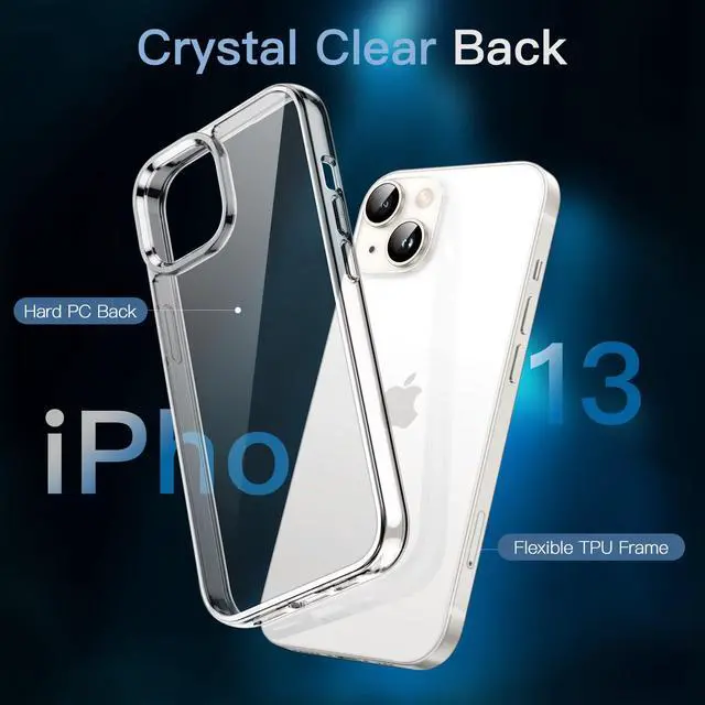 Alt view image 4 of 6 - 3 in 1 Case for iPhone 13 6.1-Inch with 2 Pack Tempered Glass Screen Protectors, Non-Yellowing Shockproof Bumper Phone Cover (Clear)