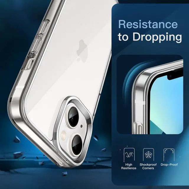 Alt view image 6 of 6 - 3 in 1 Case for iPhone 13 6.1-Inch with 2 Pack Tempered Glass Screen Protectors, Non-Yellowing Shockproof Bumper Phone Cover (Clear)
