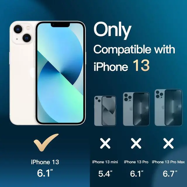 Alt view image 2 of 6 - 3 in 1 Case for iPhone 13 6.1-Inch with 2 Pack Tempered Glass Screen Protectors, Non-Yellowing Shockproof Bumper Phone Cover (Clear)