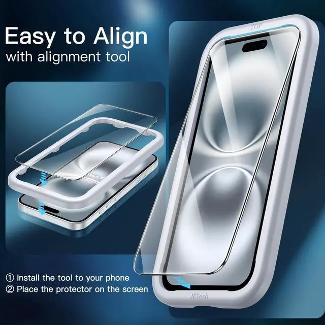 Alt view image 7 of 7 - 5 in 1 Case for iPhone 16 6.1-Inch with 2 Pack Each Tempered Glass Screen Protectors and Camera Lens Protectors, Non-Yellowing Shockproof Bumper Phone Cover (Clear)