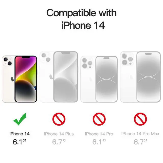 Alt view image 3 of 7 - 5 in 1 Case for iPhone 14 6.1-Inch, with 2-Pack Screen Protector and Camera Lens Protector, Non-Yellowing Shockproof Bumper Phone Cover, Full Coverage Tempered Glass Film (Clear)