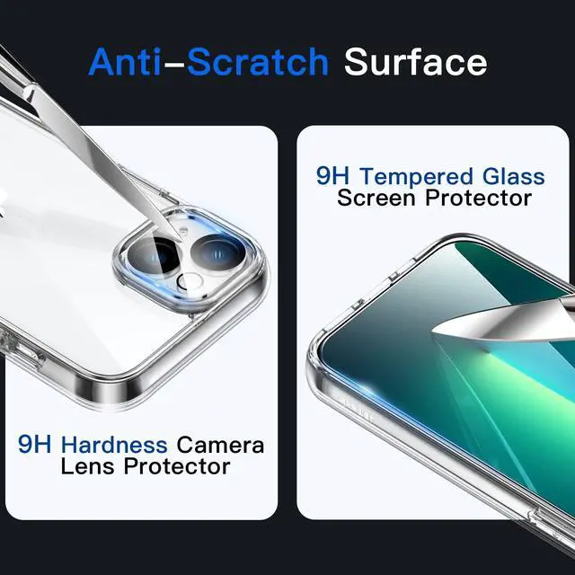 Alt view image 6 of 7 - 5 in 1 Case for iPhone 13 6.1-Inch, with 2-Pack Screen Protector and Camera Lens Protector, Non-Yellowing Shockproof Bumper Phone Cover, Full Coverage Tempered Glass Film (Clear)