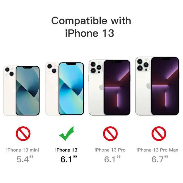 Alt view image 3 of 7 - 5 in 1 Case for iPhone 13 6.1-Inch, with 2-Pack Screen Protector and Camera Lens Protector, Non-Yellowing Shockproof Bumper Phone Cover, Full Coverage Tempered Glass Film (Clear)