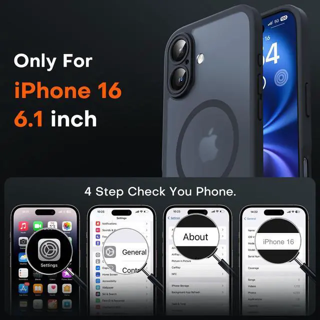Alt view image 2 of 6 - for iPhone 16 Case, Upgraded Full Camera Protection, Compatible with Magsafe, Drop Protection, Translucent Magnetic Matte Phone Case for iPhone 16 6.1 inch (Black)