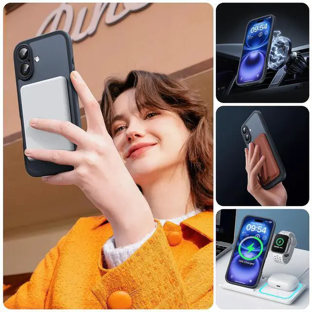 Alt view image 6 of 6 - for iPhone 16 Case, Upgraded Full Camera Protection, Compatible with Magsafe, Drop Protection, Translucent Magnetic Matte Phone Case for iPhone 16 6.1 inch (Black)