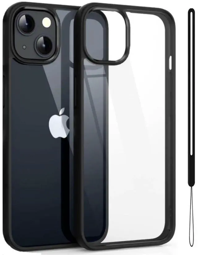 Main image of Candy Phone Case for iPhone 16/15/14/13/12/11/XR/XS/XPro Max Plus with Lanyard Cord Clear Shockproof Military-Grade Dual-Layer PC Silicone Cover (Black,for iPhone 11)