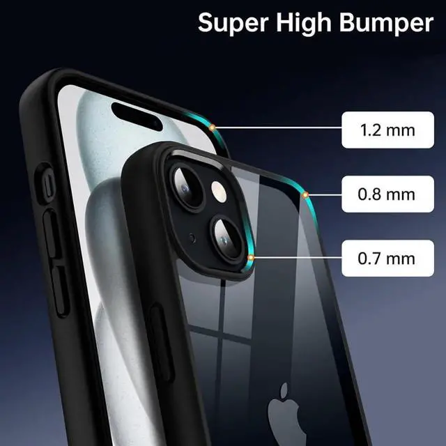 Alt view image 4 of 7 - Candy Phone Case for iPhone 16/15/14/13/12/11/XR/XS/XPro Max Plus with Lanyard Cord Clear Shockproof Military-Grade Dual-Layer PC Silicone Cover (Black,for iPhone 11)