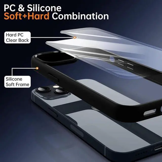 Alt view image 3 of 7 - Candy Phone Case for iPhone 16/15/14/13/12/11/XR/XS/XPro Max Plus with Lanyard Cord Clear Shockproof Military-Grade Dual-Layer PC Silicone Cover (Black,for iPhone 11)
