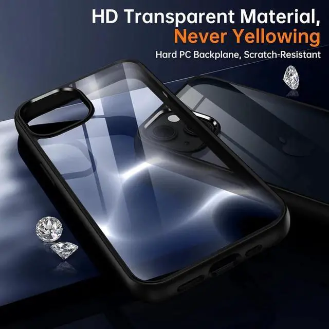 Alt view image 6 of 7 - Candy Phone Case for iPhone 16/15/14/13/12/11/XR/XS/XPro Max Plus with Lanyard Cord Clear Shockproof Military-Grade Dual-Layer PC Silicone Cover (Black,for iPhone 11)