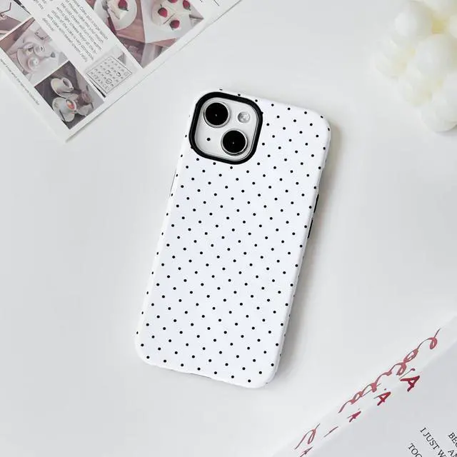 Alt view image 2 of 7 - Compatible for iPhone 13/14 Case Cute Aesthetics Polka Dot with Bright Design for Girls Women Soft TPU+PC Shockproof More Protective Girly for iPhone 13/14 Case-White