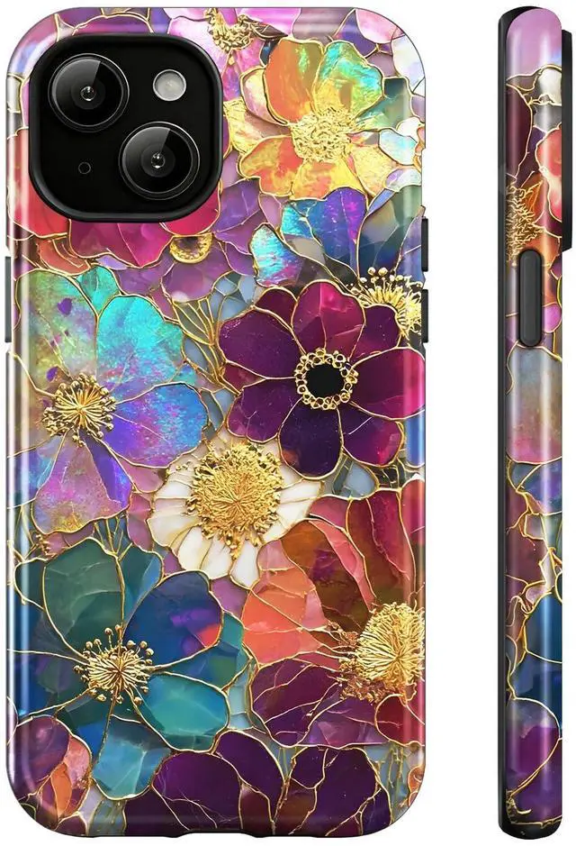 Main image of Case Compatible with iPhone 14 for iPhone 13,Luxuriously Blooming Flowers Phone Women,Dual-Layer 14/13