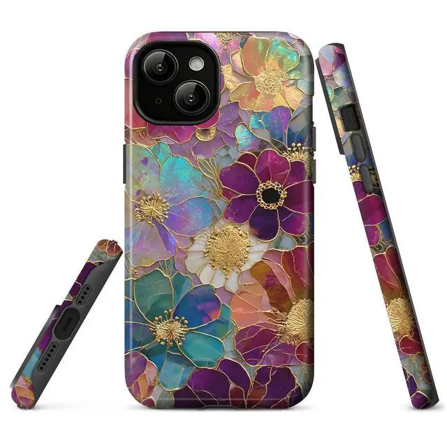 Alt view image 6 of 6 - Case Compatible with iPhone 14 for iPhone 13,Luxuriously Blooming Flowers Phone Women,Dual-Layer 14/13