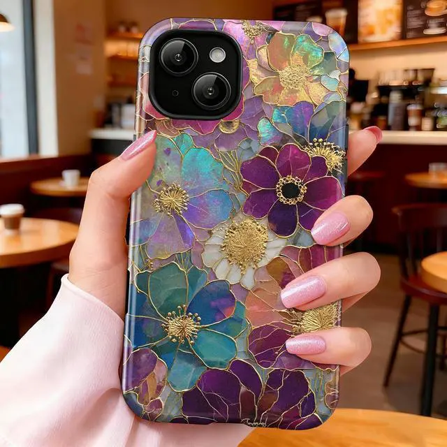 Alt view image 4 of 6 - Case Compatible with iPhone 14 for iPhone 13,Luxuriously Blooming Flowers Phone Women,Dual-Layer 14/13