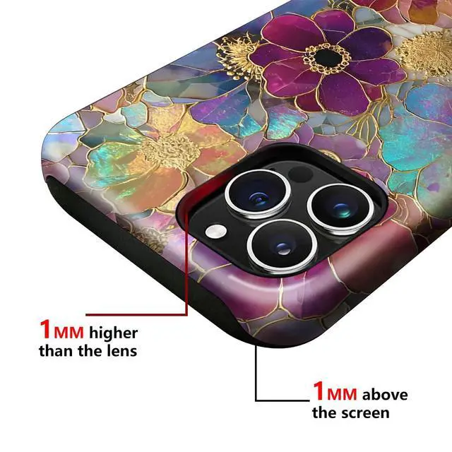 Alt view image 3 of 6 - Case Compatible with iPhone 14 for iPhone 13,Luxuriously Blooming Flowers Phone Women,Dual-Layer 14/13