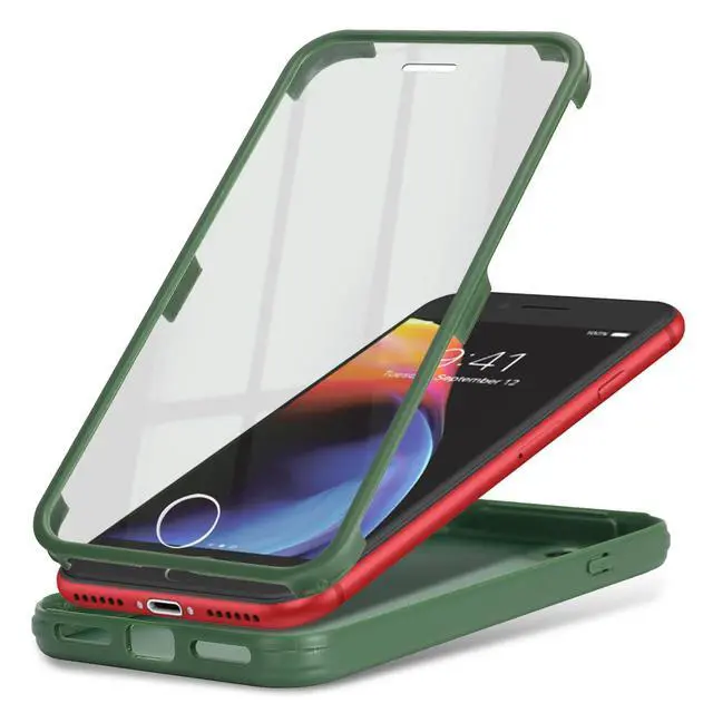 Alt view image 5 of 5 - for iPhone SE 2020/2nd/2022/3rd Case with Built-in Screen Protector & Full Body Protective,for Apple iPhone 7/8 Phone Cases for Men Women Girl-Dark Green