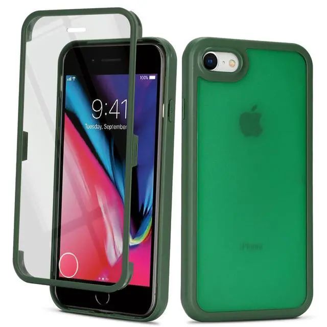Alt view image 2 of 5 - for iPhone SE 2020/2nd/2022/3rd Case with Built-in Screen Protector & Full Body Protective,for Apple iPhone 7/8 Phone Cases for Men Women Girl-Dark Green