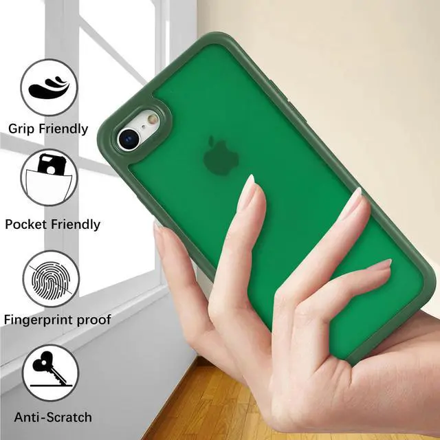 Alt view image 3 of 5 - for iPhone SE 2020/2nd/2022/3rd Case with Built-in Screen Protector & Full Body Protective,for Apple iPhone 7/8 Phone Cases for Men Women Girl-Dark Green
