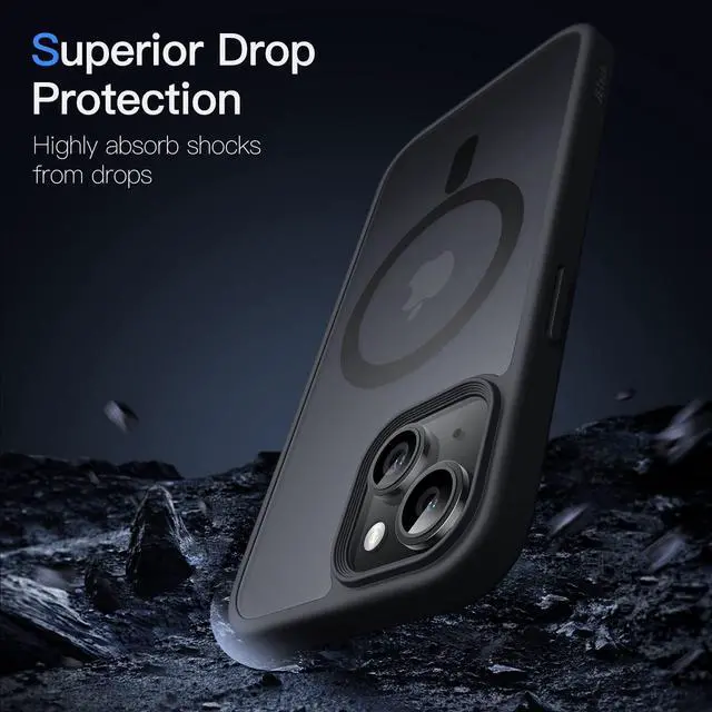 Alt view image 5 of 6 - Magnetic Case for iPhone 14 6.1-Inch Compatible with MagSafe, Translucent Matte Back Slim Shockproof Phone Cover (Black)