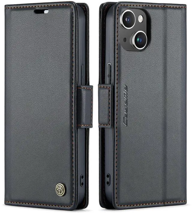 Main image of Wallet Case for iPhone 13/14, Premium PU Leather Magnetic Flip Folio Case with RFID Blocking Credit Card Slots Kickstand Shockproof Protective Phone Case Cover - Black