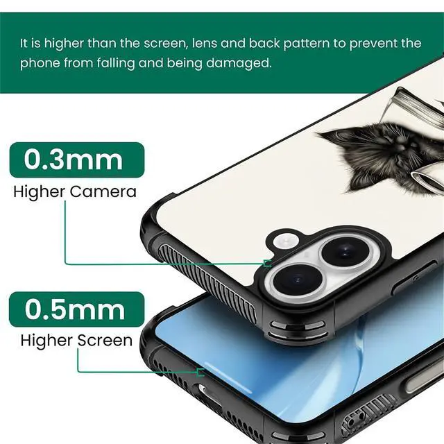 Alt view image 2 of 7 - for iPhone 17 Case,for MagSafe Graphic Design for Girl Boy Soft Silicone Hard Acrylic Shock Protection Designed for iPhone 17 Cat Read Book Drink Coffee Pattern
