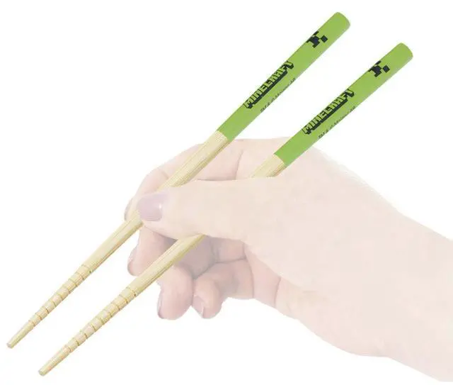 Alt view image 5 of 5 - ANT4-A Bamboo Safety Chopsticks 8.3 inches (21 cm) Minecraft Creeper Chopsticks