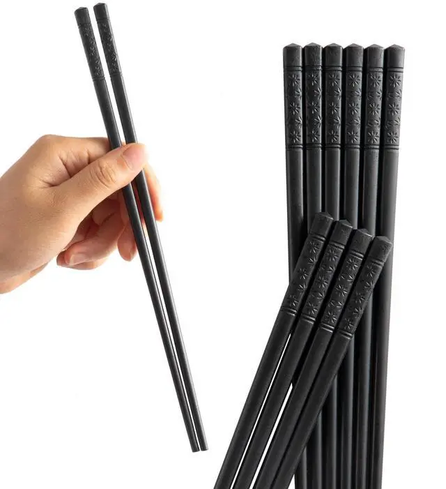 Main image of 10 Pairs Fiberglass Chopsticks, Reusable Alloy Chop Sticks Non-slip Chopsticks, Dishwasher, 9 1/2 Inches