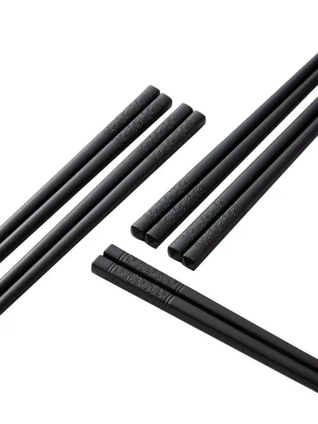 Alt view image 6 of 7 - 10 Pairs Fiberglass Chopsticks, Reusable Alloy Chop Sticks Non-slip Chopsticks, Dishwasher, 9 1/2 Inches