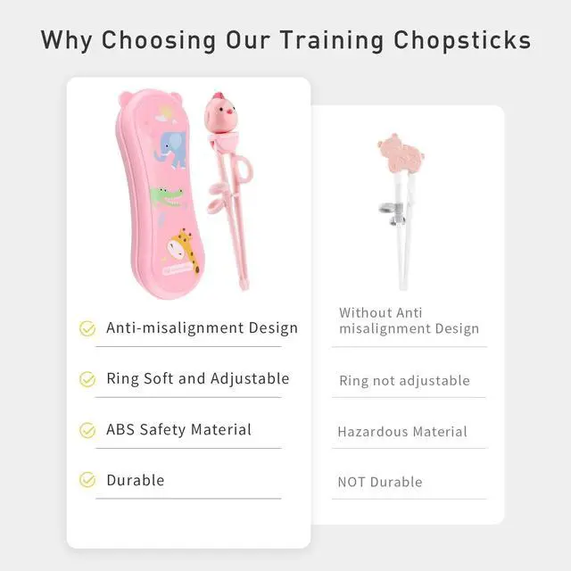 Alt view image 2 of 7 - Kids Chopsticks - Made of High Quality Food Grade Material - Great Chopsticks for Kids - Includes Sturdy and Practical Portable Box