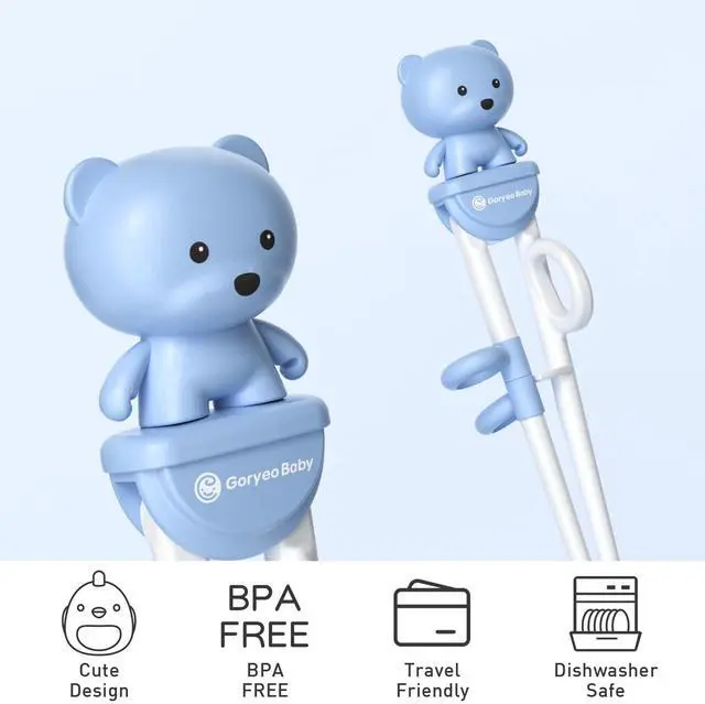 Alt view image 3 of 7 - Training Chopsticks for Kids - Kids Chopsticks Use Completely Harmless Material - Anti-dislocation Buckle Design - Includes Portable Box (Blue)