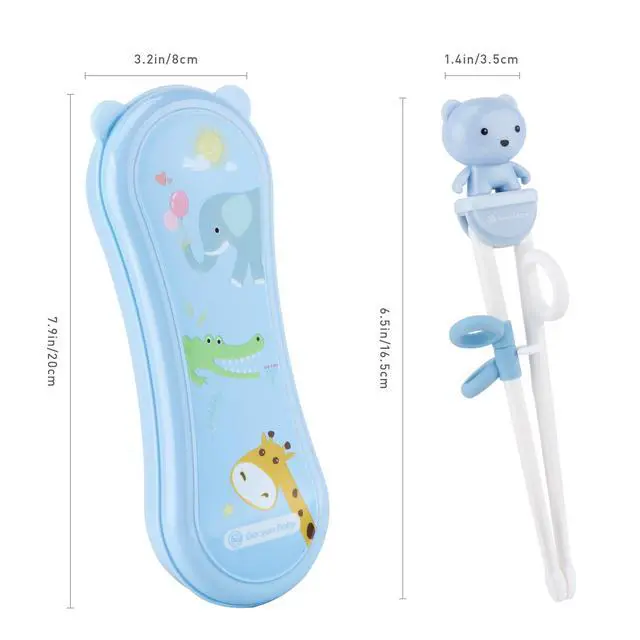 Alt view image 6 of 7 - Training Chopsticks for Kids - Kids Chopsticks Use Completely Harmless Material - Anti-dislocation Buckle Design - Includes Portable Box (Blue)