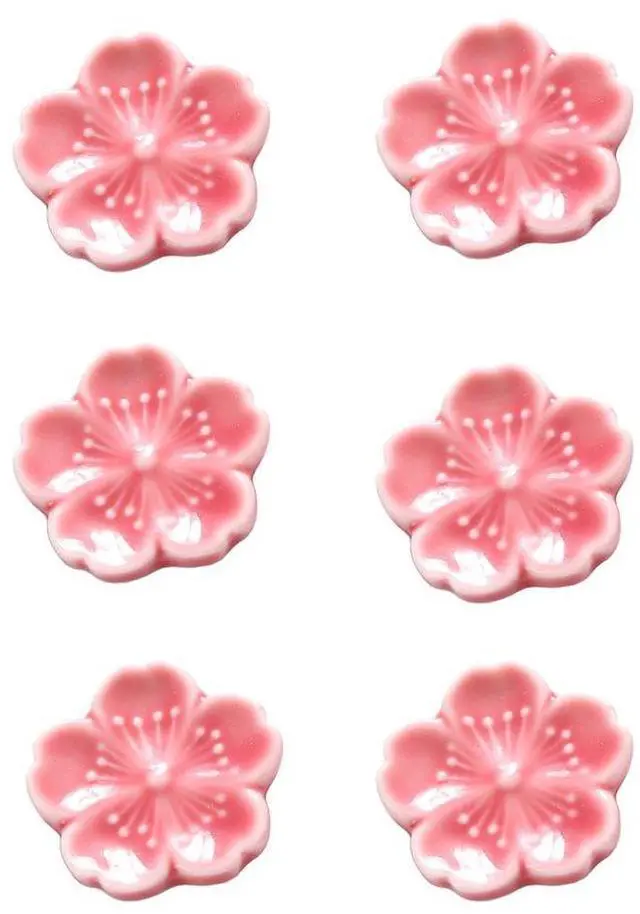Main image of Elegant Cherry Blossom Ceramic Chopsticks Rest Rack Dinner Spoon Stand Knife Fork Holder,Sakura Chopsticks Stand(Set of 6)