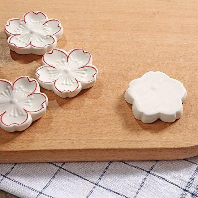 Alt view image 3 of 4 - Elegant Cherry Blossom Ceramic Chopsticks Rest Rack Dinner Spoon Stand Knife Fork Holder,Sakura Chopsticks Stand(Set of 6)