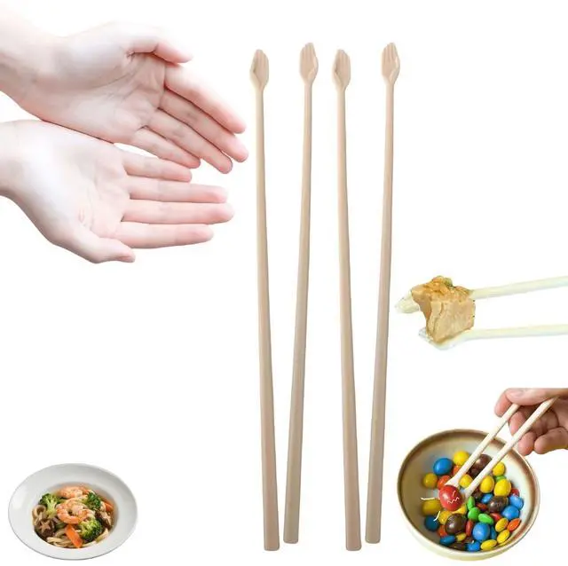 Main image of Helping Hands Chopsticks,Chopsticks with Little Hands at the End Design, 9.5 Inches Non-Slip Grip Lightweight Reusable Chopstick, Fun & Functional Tableware Gifts (Hands 2 pairs)