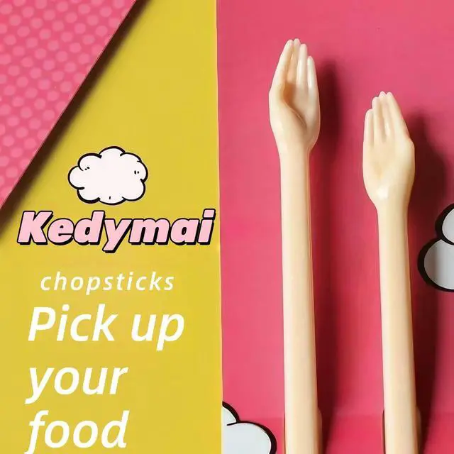 Alt view image 3 of 7 - Helping Hands Chopsticks,Chopsticks with Little Hands at the End Design, 9.5 Inches Non-Slip Grip Lightweight Reusable Chopstick, Fun & Functional Tableware Gifts (Hands 2 pairs)