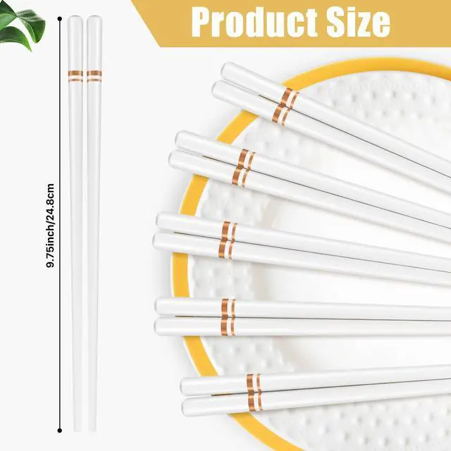 Alt view image 2 of 7 - Ceramic Chopsticks 5 Pairs,Reusable Chopstick Dishwasher Safe,High-grade Bone Porcelain Chopsticks,Non-Slip Chop Sticks,Chopstick Set with Delicate Box (9.75 Inch,Golden Lines)