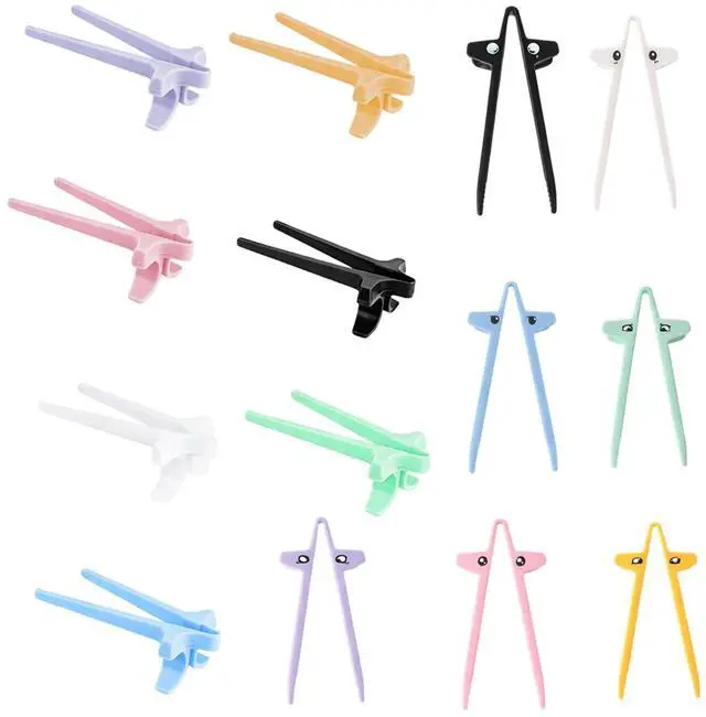 Main image of 14 Pack Finger Chopsticks for Snacking, Snack Chopsticks, Chip Chopsticks, Reusable Wheat Straw Finger Chopsticks in 7 Patterns and Solid Colors