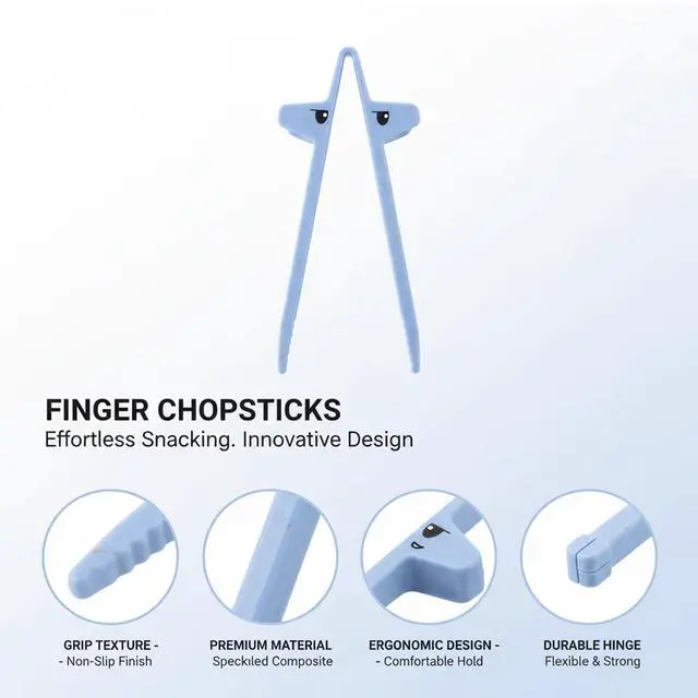 Alt view image 3 of 7 - 14 Pack Finger Chopsticks for Snacking, Snack Chopsticks, Chip Chopsticks, Reusable Wheat Straw Finger Chopsticks in 7 Patterns and Solid Colors