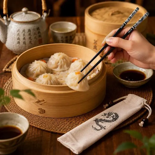 Alt view image 4 of 7 - Dragon Chopsticks Stainless Steel with Pouch Anti Skid Tableware