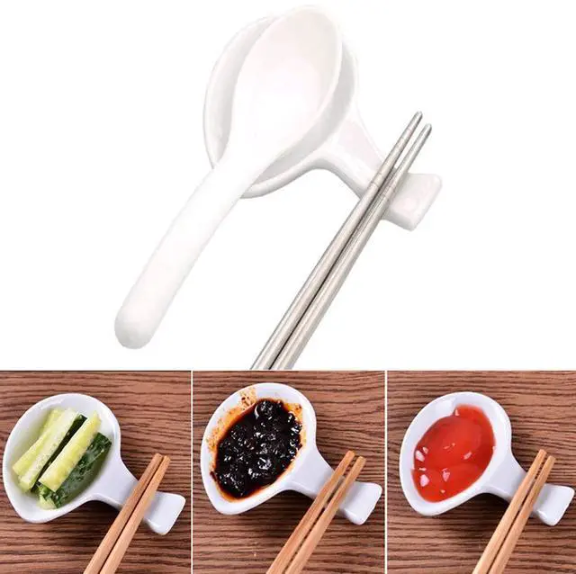 Main image of 5 Pcs Ceramic Chopsticks HolderChinese Porcelain Chopstick Rest Spoon Fork Knife Stand Sauce Dish