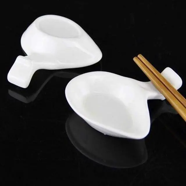 Alt view image 6 of 7 - 5 Pcs Ceramic Chopsticks HolderChinese Porcelain Chopstick Rest Spoon Fork Knife Stand Sauce Dish