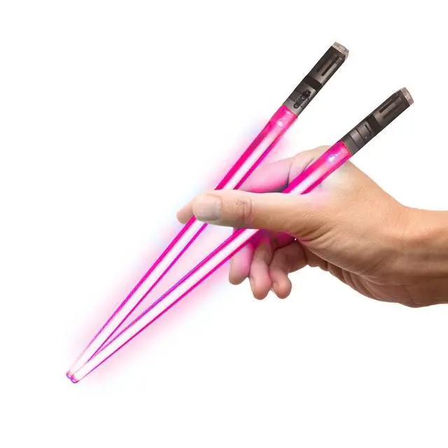 Alt view image 7 of 7 - LIGHTSABER TICKS LIGHT UP STAR WARS LED Glowing Light Saber Chop Sticks REUSABLE Sushi Lightup Removable Handle Dishwasher Safe - Premium GIFT BOX & CARRY CASE Included - PINK 1 Pair
