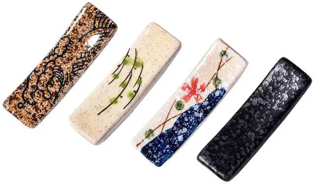Main image of Japanese Style 4 Pcs Ceramic Chopstick Stand Rest Tableware Kitchen Tools for Hotel Restaurant Family