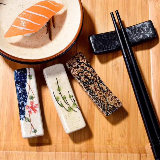 Alt view image 3 of 7 - Japanese Style 4 Pcs Ceramic Chopstick Stand Rest Tableware Kitchen Tools for Hotel Restaurant Family