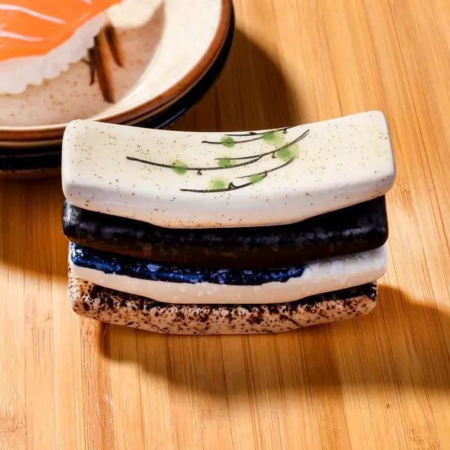 Alt view image 4 of 7 - Japanese Style 4 Pcs Ceramic Chopstick Stand Rest Tableware Kitchen Tools for Hotel Restaurant Family