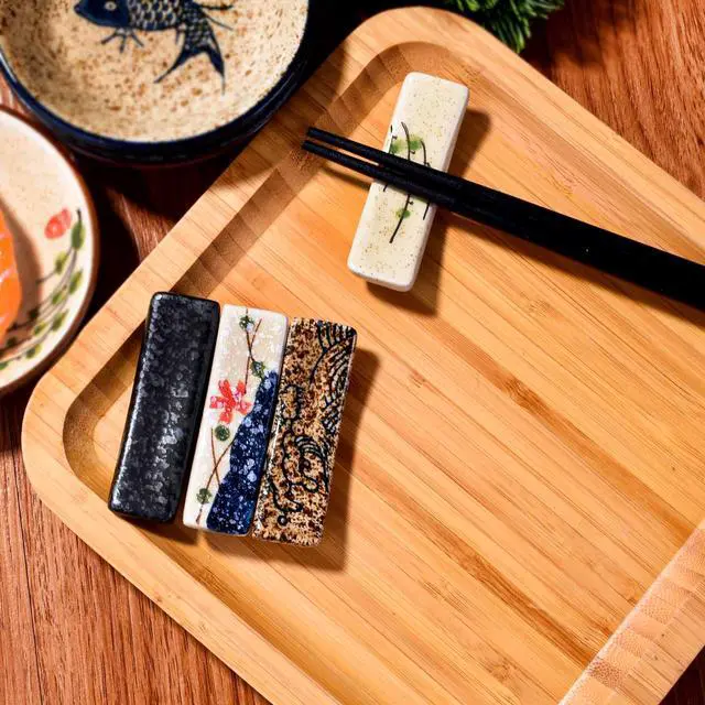 Alt view image 6 of 7 - Japanese Style 4 Pcs Ceramic Chopstick Stand Rest Tableware Kitchen Tools for Hotel Restaurant Family